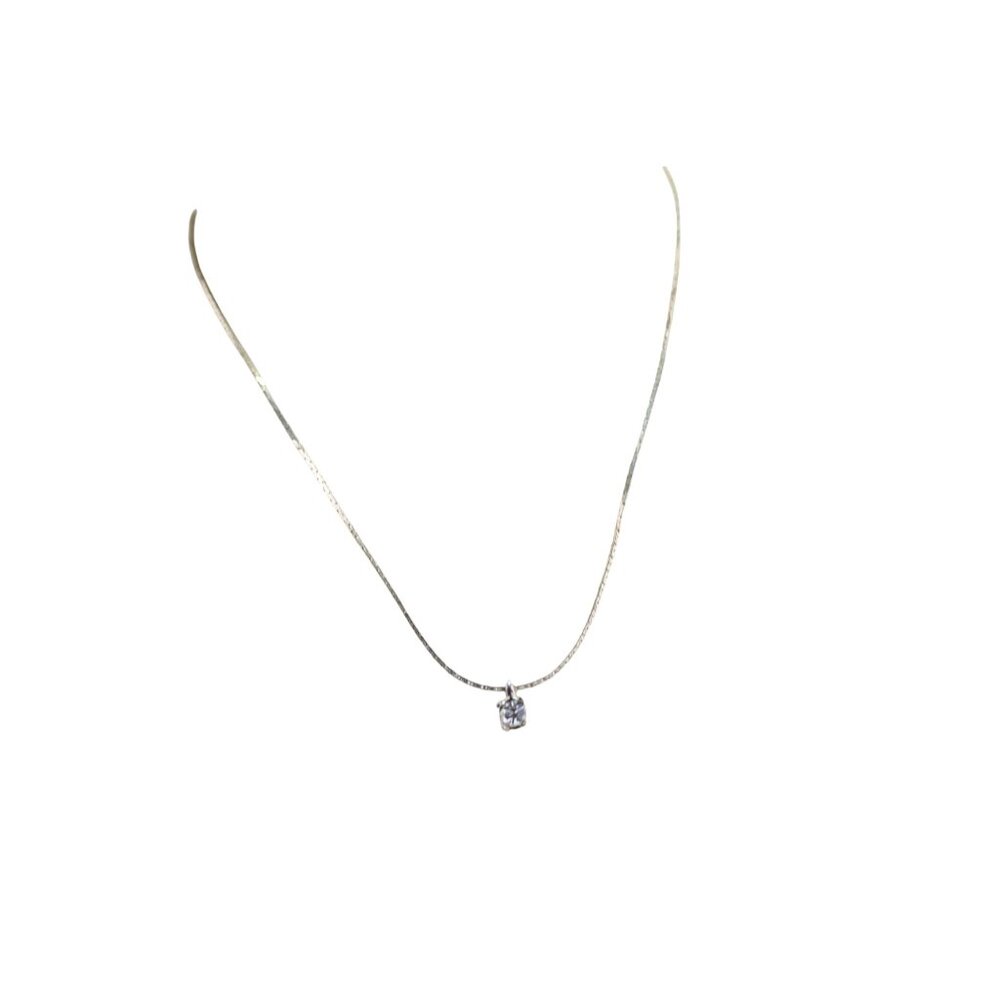 Faux Diamond Pendant Necklace Vintage 92394